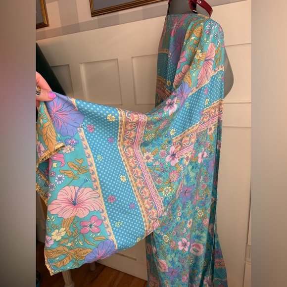 Floral Duster with Blue and Pink Accents Size XXXL - Picture 7 of 7